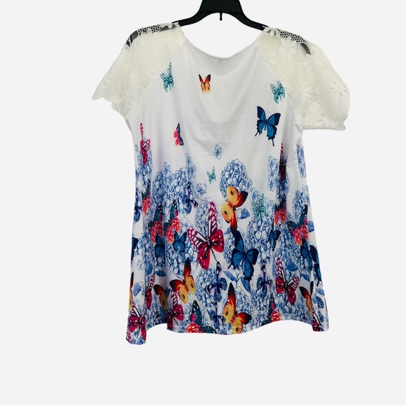 Womens Casual Plus Size Butterfly Print Blouse Size XXL - Picture 4 of 10